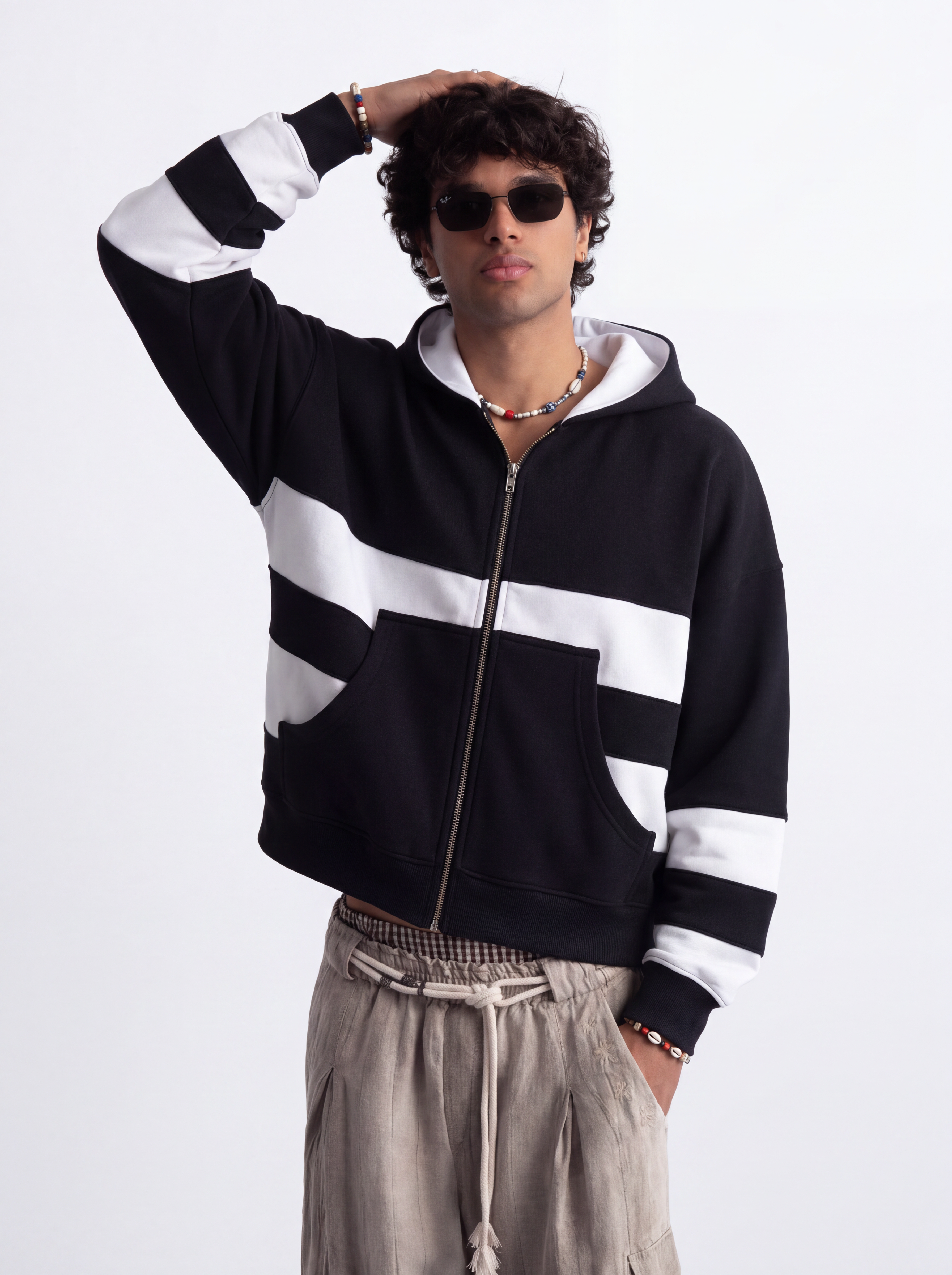 Twin Stripe Zip Hoodie
